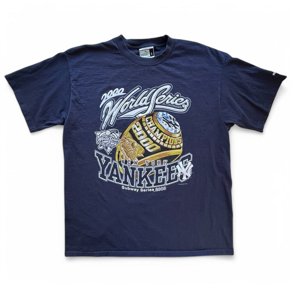 Vintage NY Yankees Puma World Series Ring Champions Subway MLB T Shirt 2000 Y2k